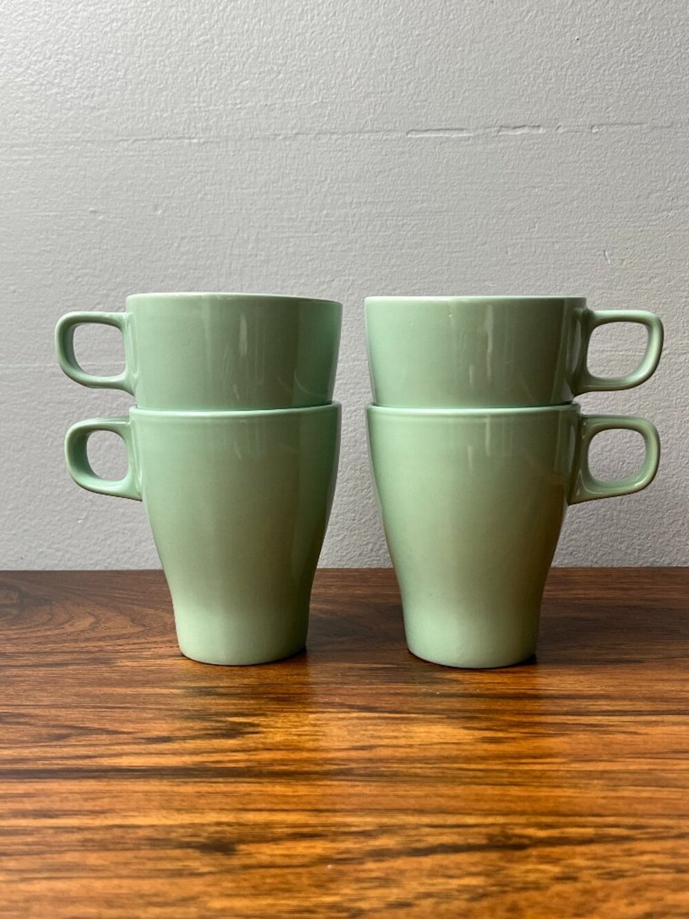 IKEA Färgrik Mint Green Mugs - Set of 4 Tapered Stoneware Coffee Cups